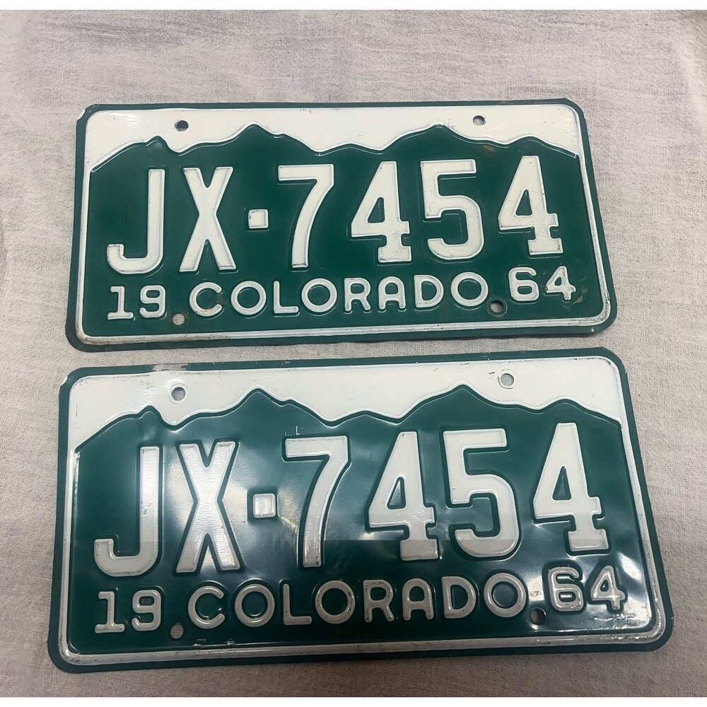 1964 Colorado License Plate Number Tag PAIR Plates